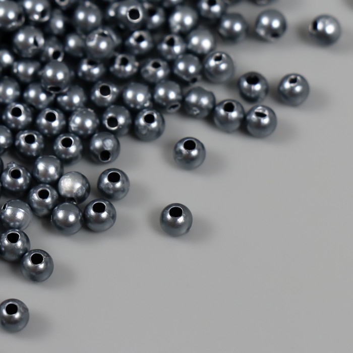 Набор бусин "Жемчуг" d 4 мм, 250 гр,серый