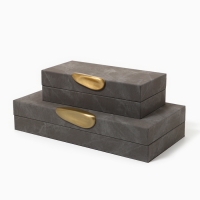 Шкатулка для украшений &laquo;Серый мрамор&raquo; экокожа, набор 2 шт.