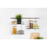 Полка для рейлинга прямая, 2-х ярусная, 38&times;26,5&times;11,5 см, d=25 мм, цвет хром