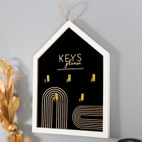 Крючки декоративные дерево "Ключи. Абстракция. Радуга" чёрная с золотом 24х32 см Крючки декоративные дерево "Ключи. Абстракция. Радуга" чёрная с золотом 24х32 см