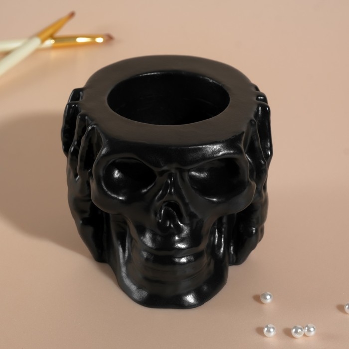 Предмет интерьера Предмет интерьера "Череп Тишина" 6,5х10 см черный матовый