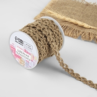 Тесьма декоративная холщовая &laquo;Вензеля&raquo;, 12 мм, 10 &plusmn; 0,5 м, цвет бежевый