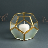 Подсвечник стекло, металл "Гранённый шар" прозрачный 16х16х14 см Подсвечник стекло, металл "Гранённый шар" прозрачный 16х16х14 см