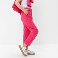 Костюм для девочки (толстовка, брюки) с НАЧЁСОМ, цвет фуксия, рост 116 см