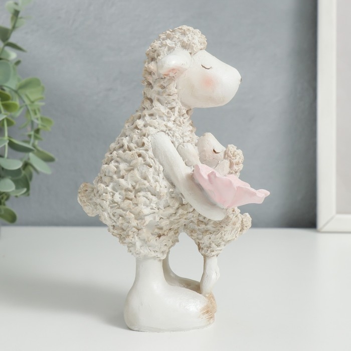 Сувенир полистоун Сувенир полистоун "Барашек с малышом и цветком" 17х11,5х9 см