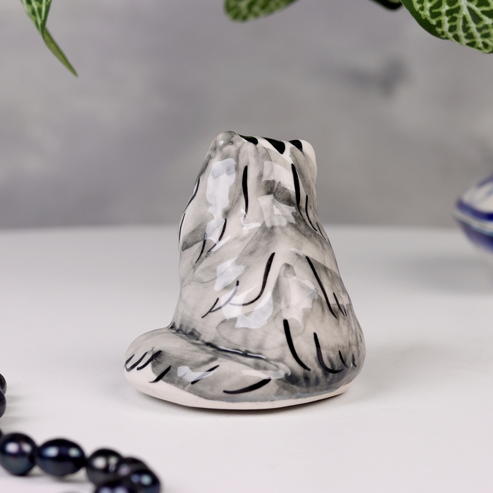 Сувенир "Кошка сидячая", 6х6 см, цветная, гжель