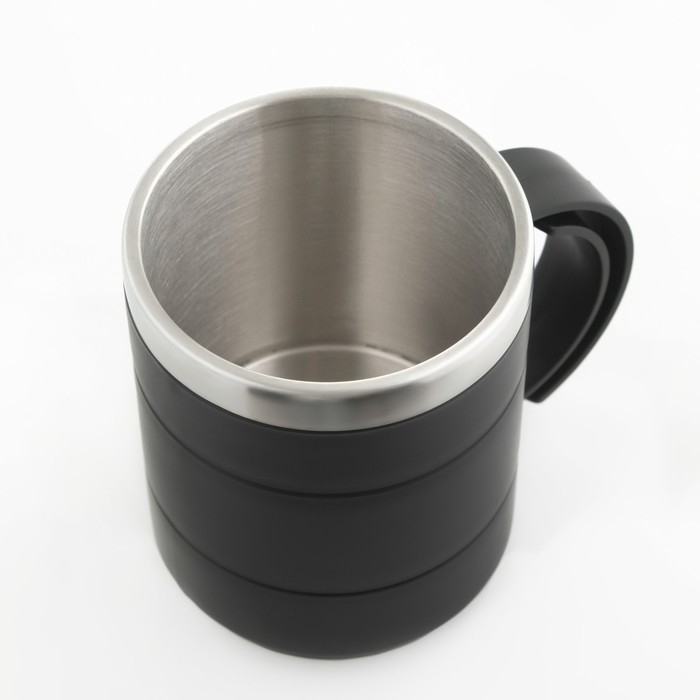 Термокружка Термокружка "Мастер К" Поход, 450 мл, с ручкой, сохраняет тепло 2 ч, 11 х 8 см, черная