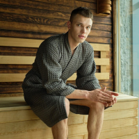 Халат вафельный мужской удлиненный Этель "Boho" размер 58-60, цвет светло-серый, 100% хлопок, 290 г/м2 Халат вафельный мужской удлиненный Этель "Boho" размер 58-60, цвет светло-серый, 100% хлопок, 290 г/м2