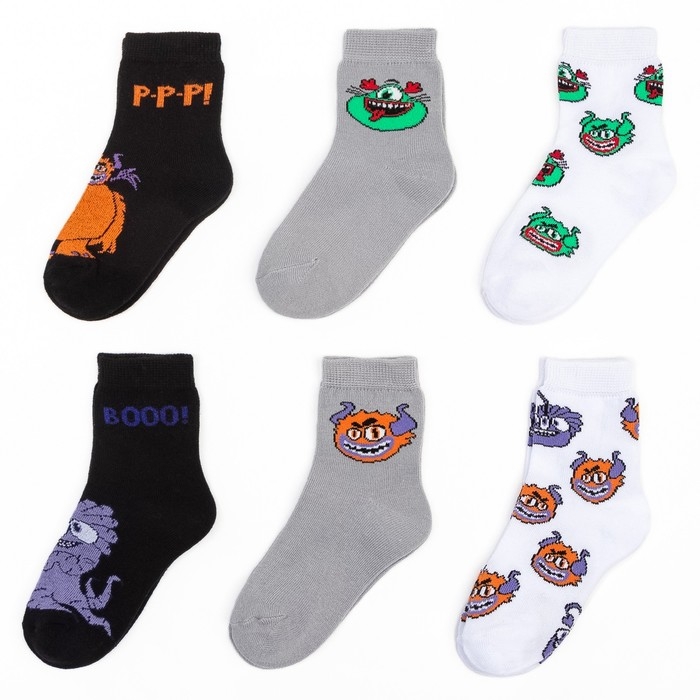 Подарочный набор носков адвент, 6 пар Подарочный набор носков адвент, 6 пар "Монстры" , 16-18 см