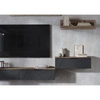 Тумба под ТВ напольная и подвесная Даллас, 1602х402х278, Дуб каньон/ Софт графит МДФ