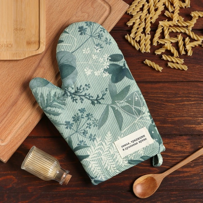 Варежка-прихватка Доляна Варежка-прихватка Доляна "Лесная прохлада" 20х28 см, 50% хлопок, 50% п/э, рогожка 158 г/м2