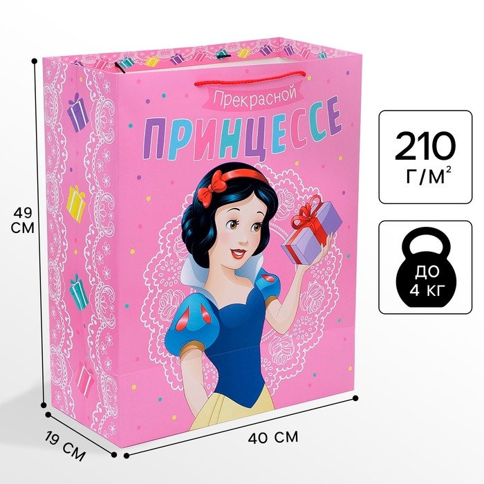 Пакет подарочный Пакет подарочный "Прекрасной принцессе" 40х49х19 см, упаковка, Принцессы
