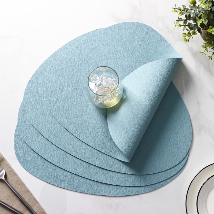 Салфетки сервировочные на стол Доляна «Тэм», 44×35 см, 4 шт, цвет голубой Салфетки сервировочные на стол Доляна «Тэм», 44×35 см, 4 шт, цвет голубой