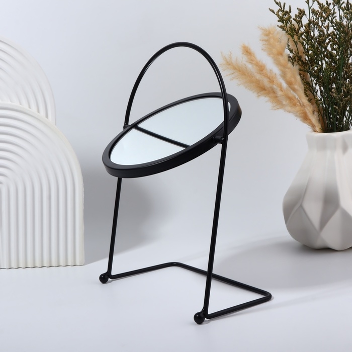 Зеркало настольное &laquo;Богема&raquo;, d зеркальной поверхности 14,5 см, цвет черный