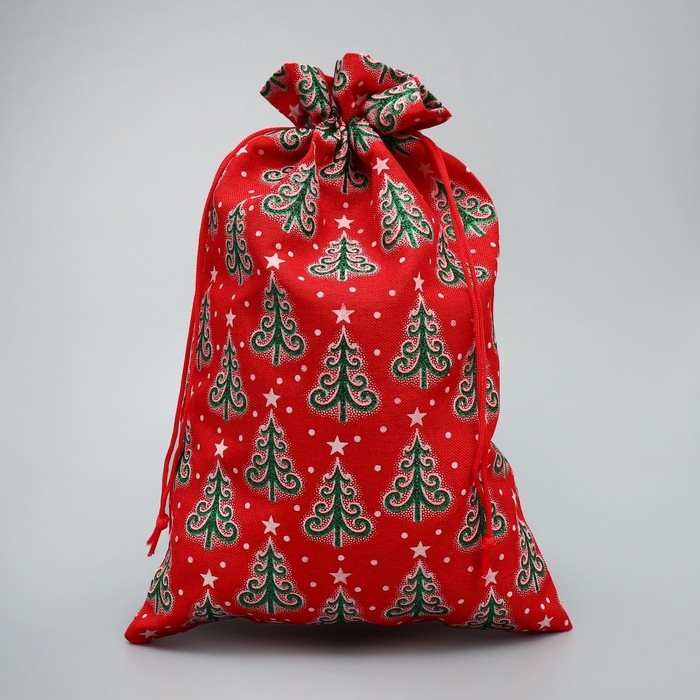 Мешочек подарочный холща &laquo;Добра в Новом Году&raquo;, ёлки, 20 х 30 см +/- 1.5 см, Новый год