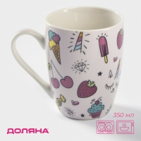 Кружка фарфоровая Доляна &laquo;Сладости&raquo;, 350 мл
