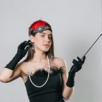 Карнавальный набор «Леди»: повязка, перчатки, серьги, бусы, мундштук Карнавальный набор «Леди»: повязка, перчатки, серьги, бусы, мундштук