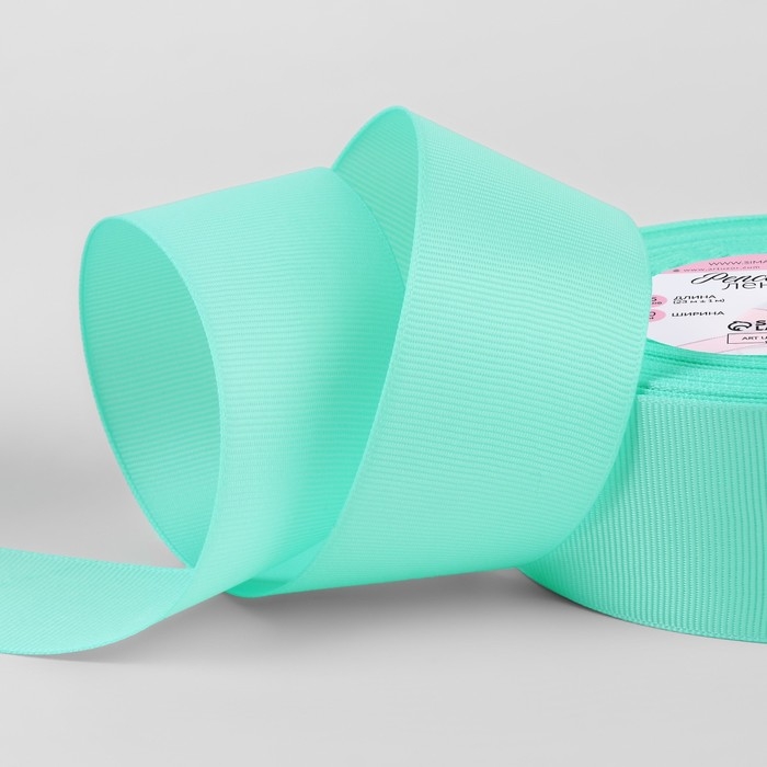 Лента репсовая, 40 мм, 23 &plusmn; 1 м, цвет бирюзовый №155