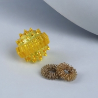 Массажёр &laquo;Су-джок&raquo;, d = 3,5 см, с 2 кольцами, цвет жёлтый