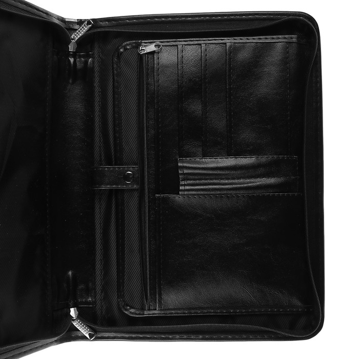 Папка деловая, искусственная кожа, для бумаг, 370 х 275 х 50 мм, с металлическим прижимом, с ручкой, 6Д52 «Люкс», чёрная Папка деловая, искусственная кожа, для бумаг, 370 х 275 х 50 мм, с металлическим прижимом, с ручкой, 6Д52 «Люкс», чёрная