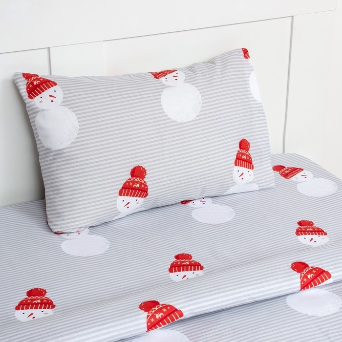 Постельное бельё Этель 1,5 сп &laquo;Снеговики&raquo;, 143х215 см, 150х214 см, 50х70 см -1 шт, 100 % хлопок, бязь