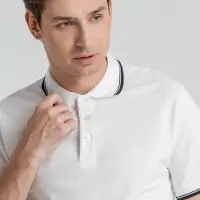 Рубашка поло мужская с контрастной отделкой Practice 270, белый/темно-синий, размер M