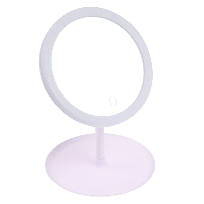 Зеркало KZ-09, подсветка, настольное, АКБ, 2500 мАч, 3 режима, поворот 90&deg;, белое