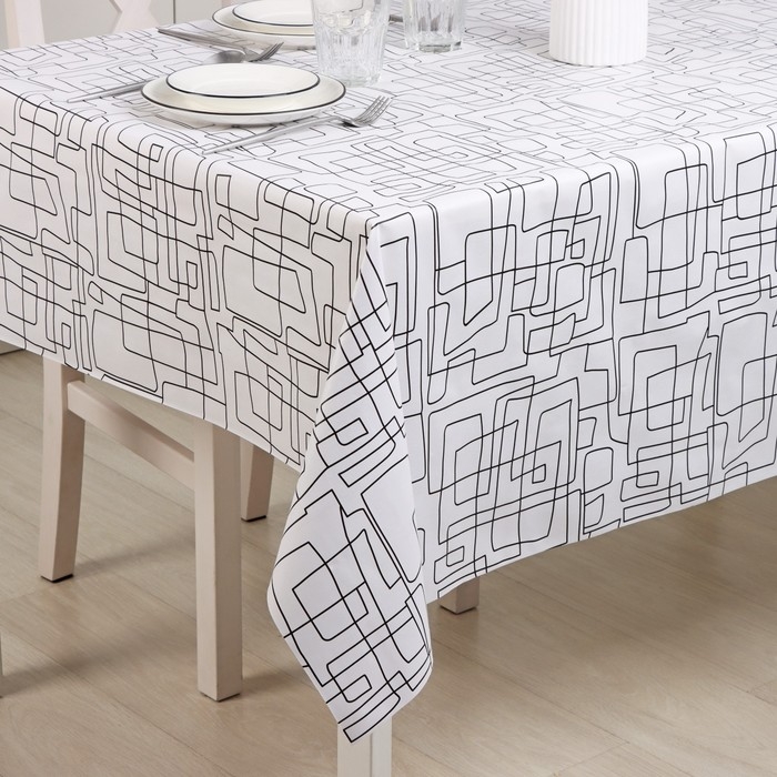 Клеёнка на стол Доляна &laquo;Авангард&raquo;, на нетканой основ, ширина 137 см, толщина 0,2 мм, рулон 20 м, цвет белый