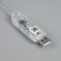 Умная гирлянда &laquo;Нить&raquo; 5 м роса с насадками &laquo;Сердечки&raquo;, IP20, серебристая нить, 50 LED, пульт ДУ, приложение, свечение RGB, USB