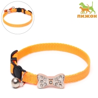 Ошейник кошачий "Бантик" со стразами, 30 х 1 см, оранжевый Ошейник кошачий "Бантик" со стразами, 30 х 1 см, оранжевый