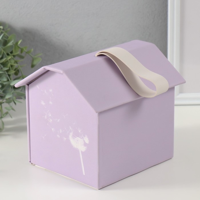 Шкатулка кожзам для украшений домик "Зайка" сирень 16,5х19х16,5 см