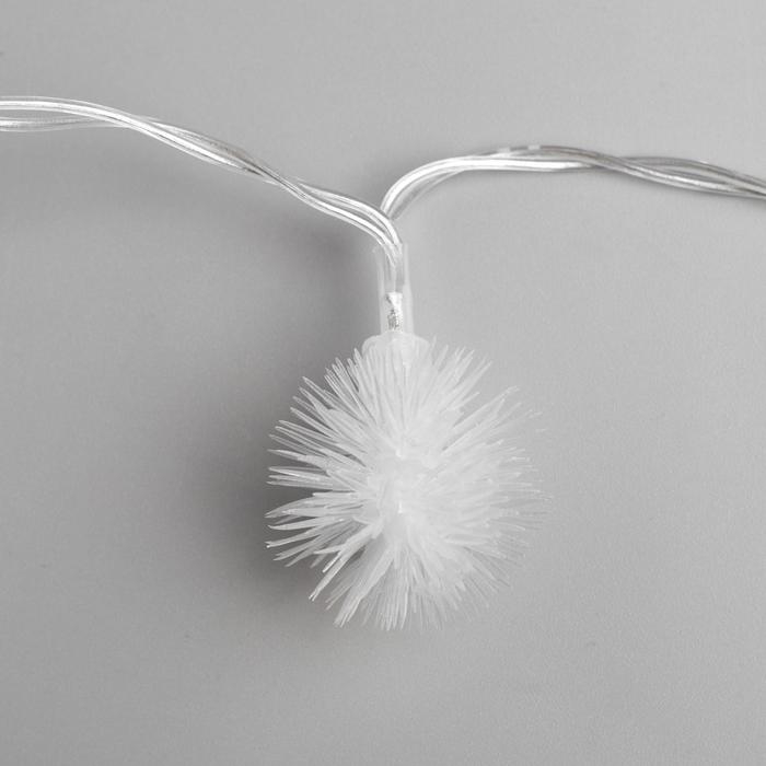 Гирлянда &laquo;Нить&raquo; 5 м с насадками &laquo;Ёжики белые&raquo;, IP20, прозрачная нить, 30 LED, свечение белое, 8 режимов, 220 В