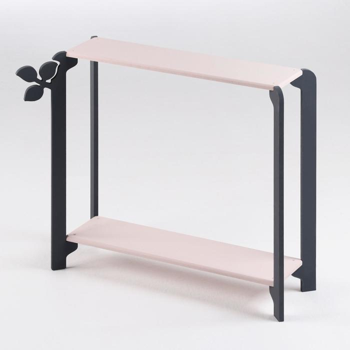 Полка для цветов двухъярусная Полка для цветов двухъярусная "Флора" 49х59х23 см, Серо-розовый