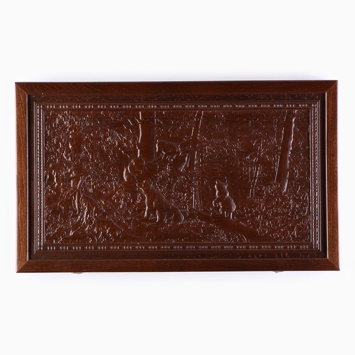 Нарды деревянные большие, резные Нарды деревянные большие, резные "Мишки в лесу", доска из массива бука, патина, 50 х 58 см