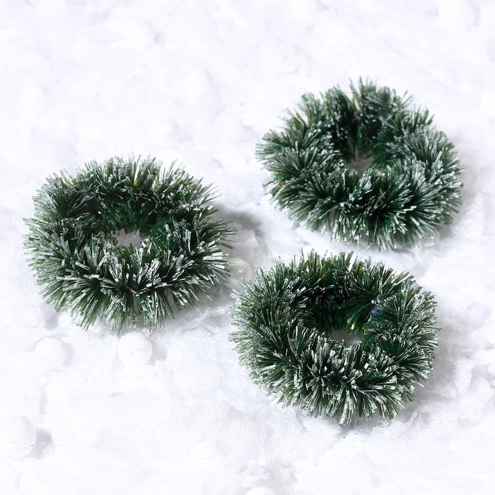Декор &laquo;Новогодний венок&raquo;, набор 3 шт., размер 1 шт. &mdash; 3 см, цвет тёмно-зелёный
