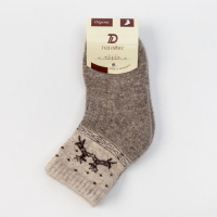 Носки детские из монгольской шерсти "Олени", цвет серый, размер 18-20 см (5)