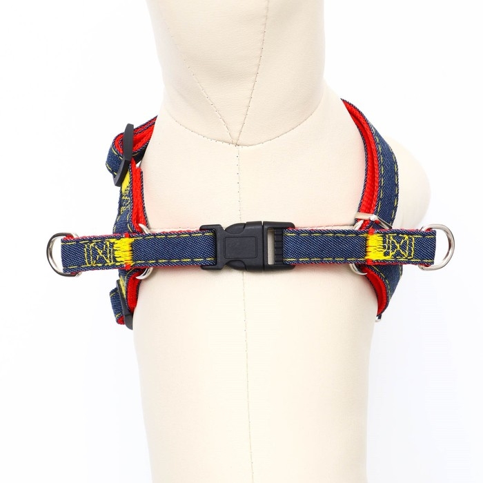 Шлейка Шлейка "Джинс", красный подклад, ширина 1,5 см, ОШ 35-50 см, ОГ 35-50 см