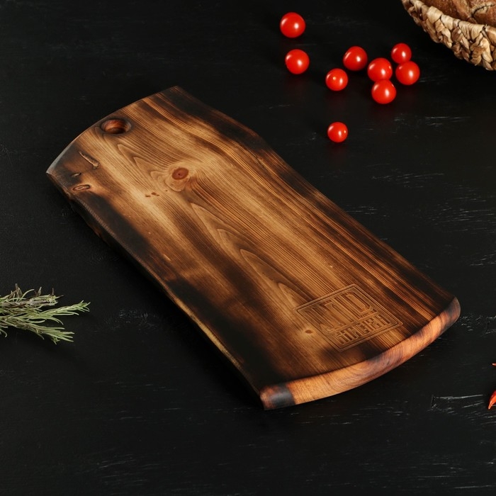 Доска разделочная в обжиге Wild Kitchen &laquo;Настоящий мужик пахнет шашлыком и дымом&raquo;, 49,5&times;25&times;2 см, цельный массив кедра
