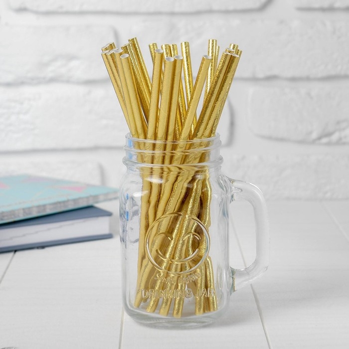 Трубочки для коктейля, набор 25 шт., цвет золотой Трубочки для коктейля, набор 25 шт., цвет золотой