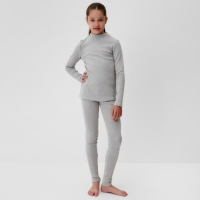 Термобелье для девочки (лонгслив, легинсы) цвет серый меланж, рост 128