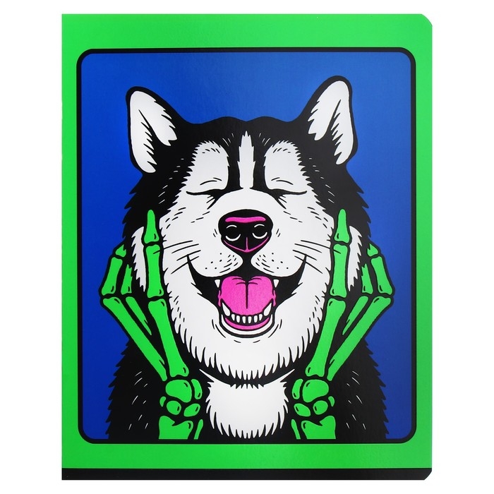 Тетрадь 48 листов в клетку на скрепке Тетрадь 48 листов в клетку на скрепке "Скелетон", обложка мелованный картон, ВД-лак, флуоресцентная краска, МИКС