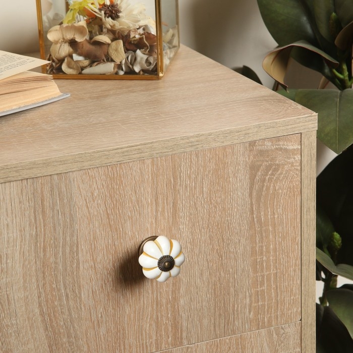 Ручка кнопка ТУНДРА РК117 (001) , d=39, пластик, белая с золотым Ручка кнопка ТУНДРА РК117 (001) , d=39, пластик, белая с золотым