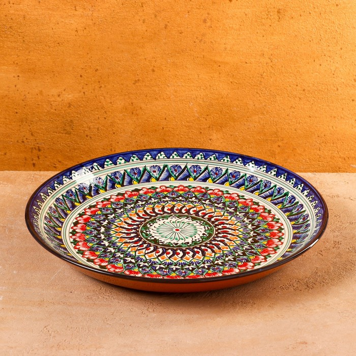 Ляган Риштанская Керамика Ляган Риштанская Керамика "Узоры", 36 см, синий