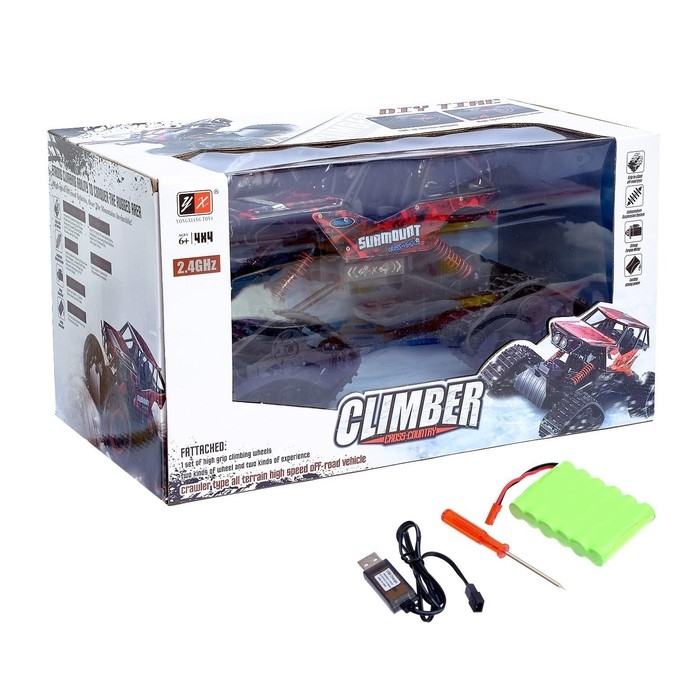 Джип радиоуправляемый &laquo;Гусеничный вездеход&raquo;, полный привод 4WD, работает от аккумулятора, цвет красный