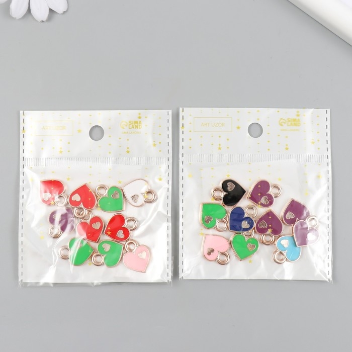 Декор для творчества пластик под металл Декор для творчества пластик под металл "Сердце в сердце" МИКС набор 10 шт 0,2х1,5х1,9 см