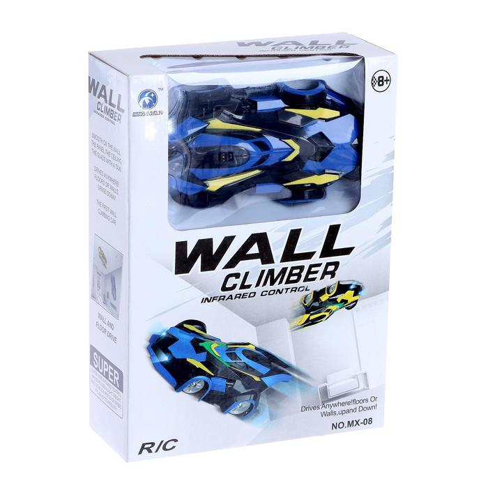 Антигравитационная машинка &laquo;СпортКар&raquo;, радиоуправление, аккумулятор, ездит по стенам, свет, цвет синий