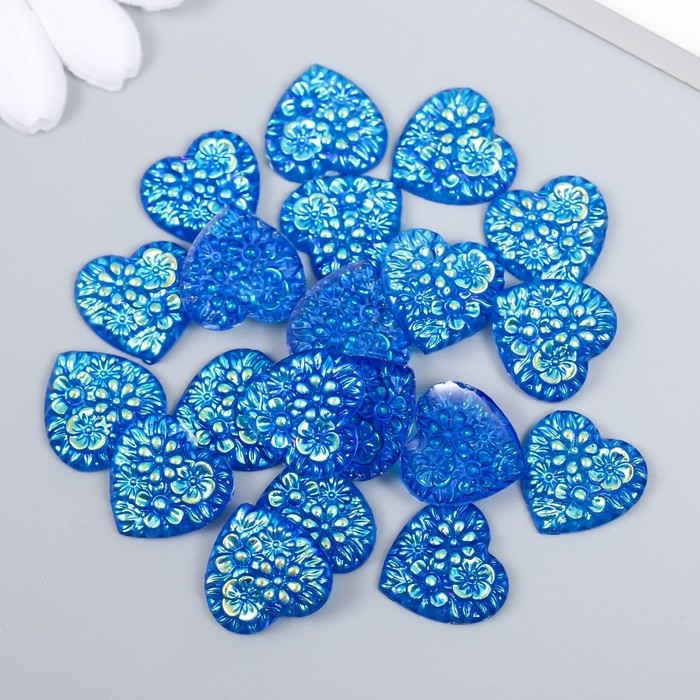 Декор для творчества пластик  "Сердце" голография синий набор 20 шт 1,6х1,6 см