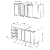 Кухня Агава, 1600х600, Акация белая/Сапфир