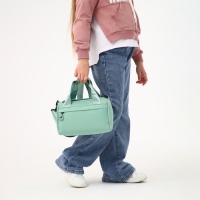 Сумка детская спортивная на молнии для девочки, наружный карман, цвет мятный