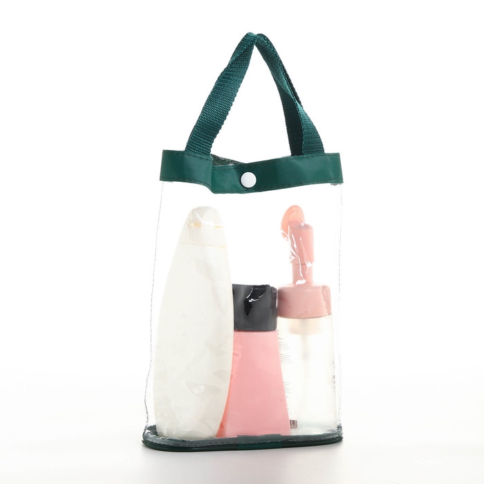 Косметичка на кнопке, цвет зелёный/прозрачный Косметичка на кнопке, цвет зелёный/прозрачный